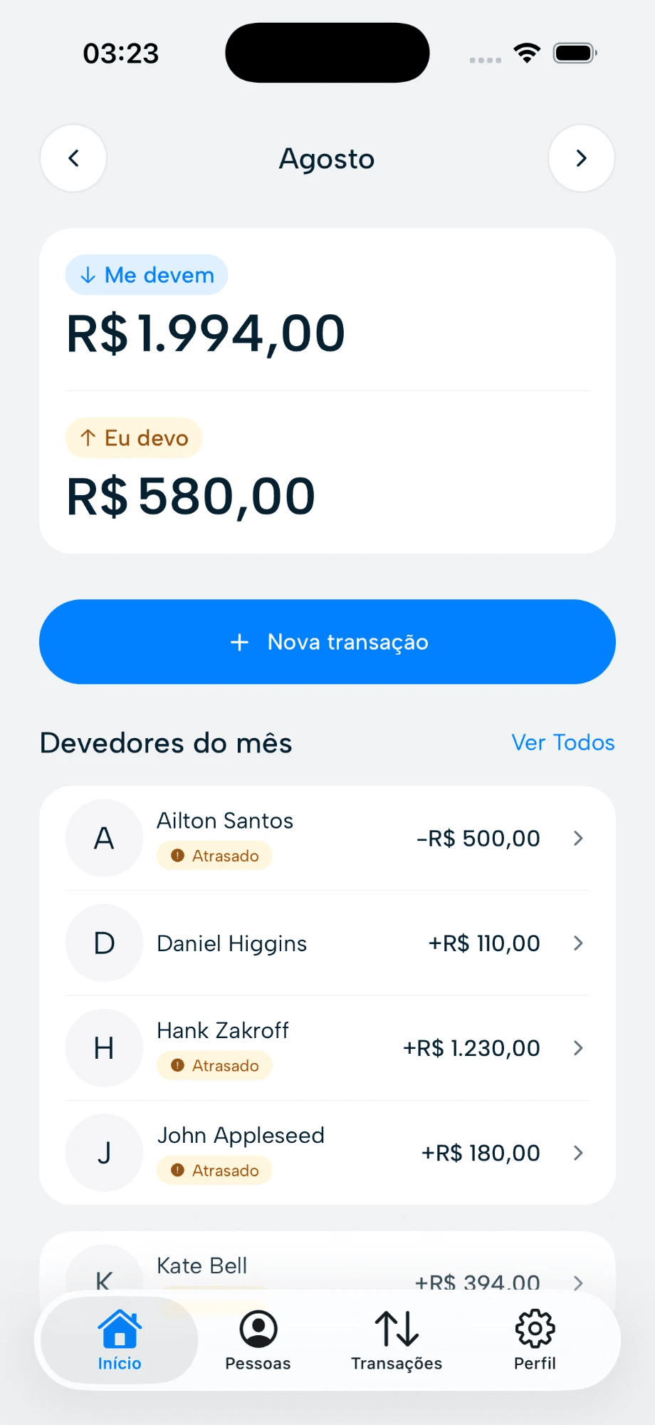 Tela inicial do Quem Deve